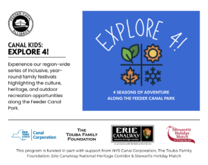 Canal Kids: Explore 4! Experience our region-wide series of inclusive, year-round family festivals highlighting the culture, heritage, and outdoor recreation opportunities along the Feeder Canal Park.
