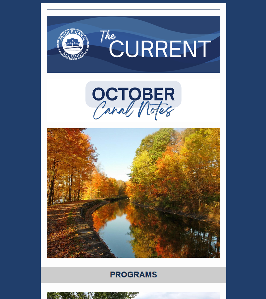 October Feeder Canal Newsletter